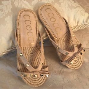 CCOCCI Delight Espadrille Stud Bow Sandals NWOT